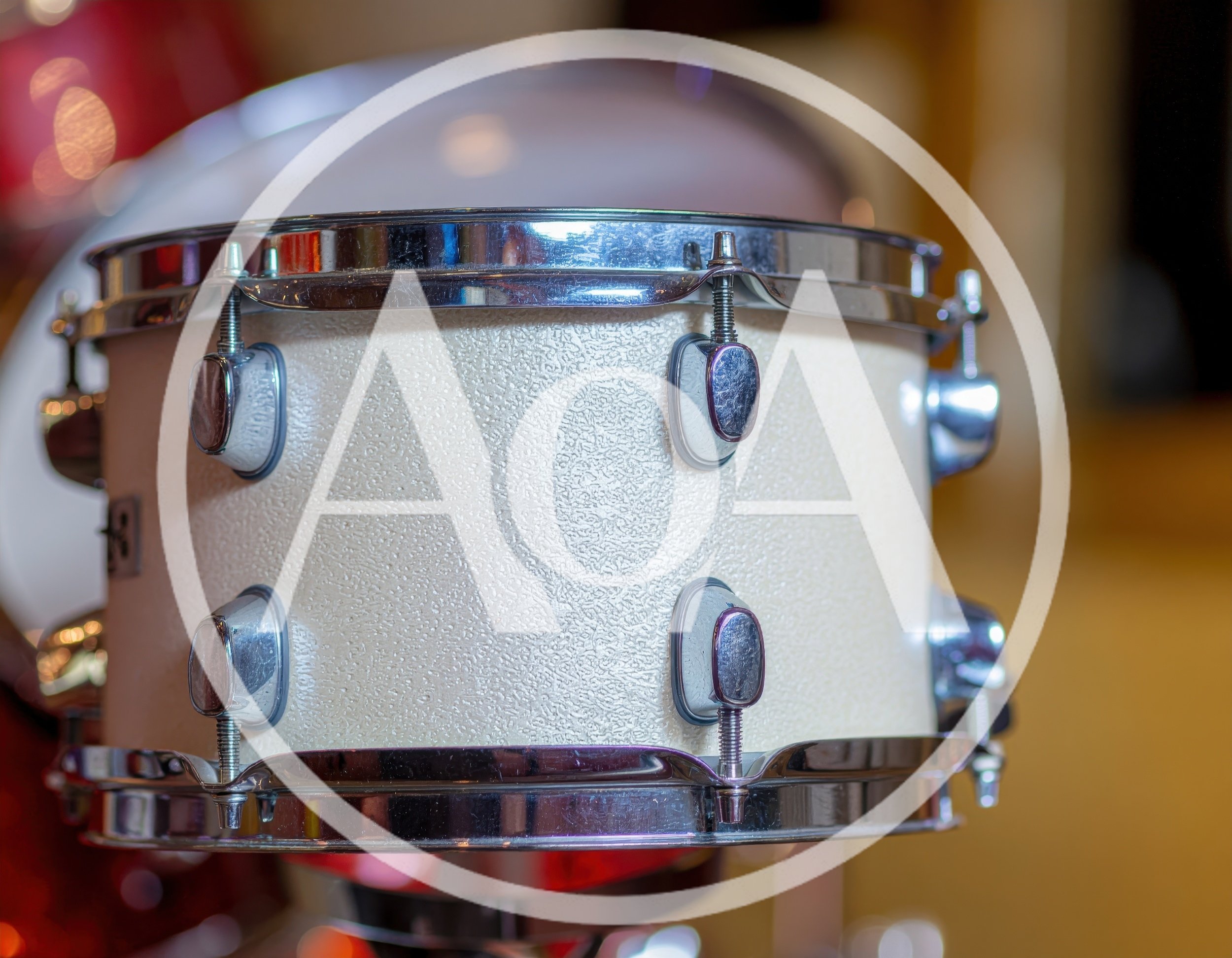 Close Up Of A White Snare Drum