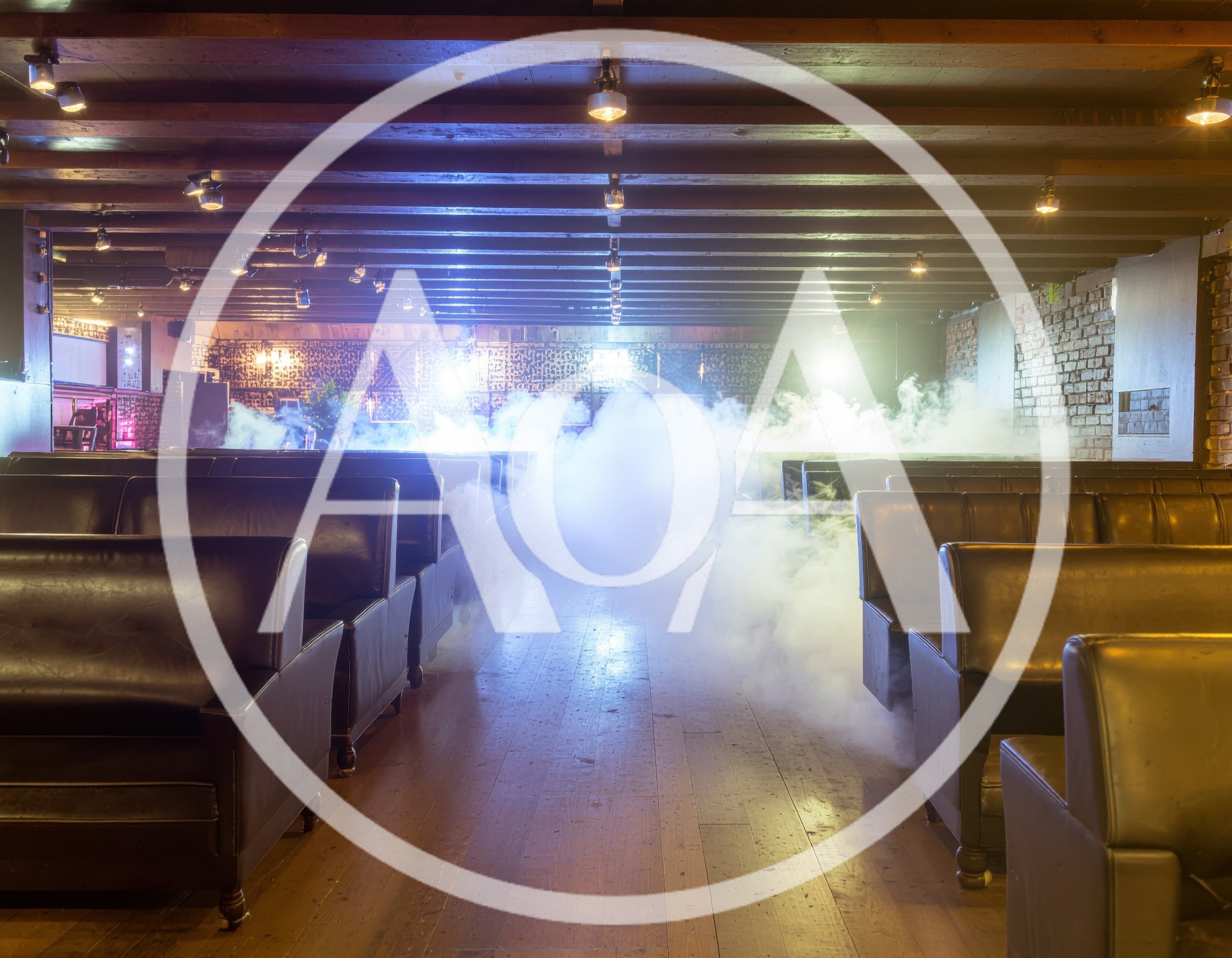 Empty Nightclub Lounge With Fog And Dim Lighting