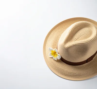 Straw Fedora Hat With Plumeria Flower