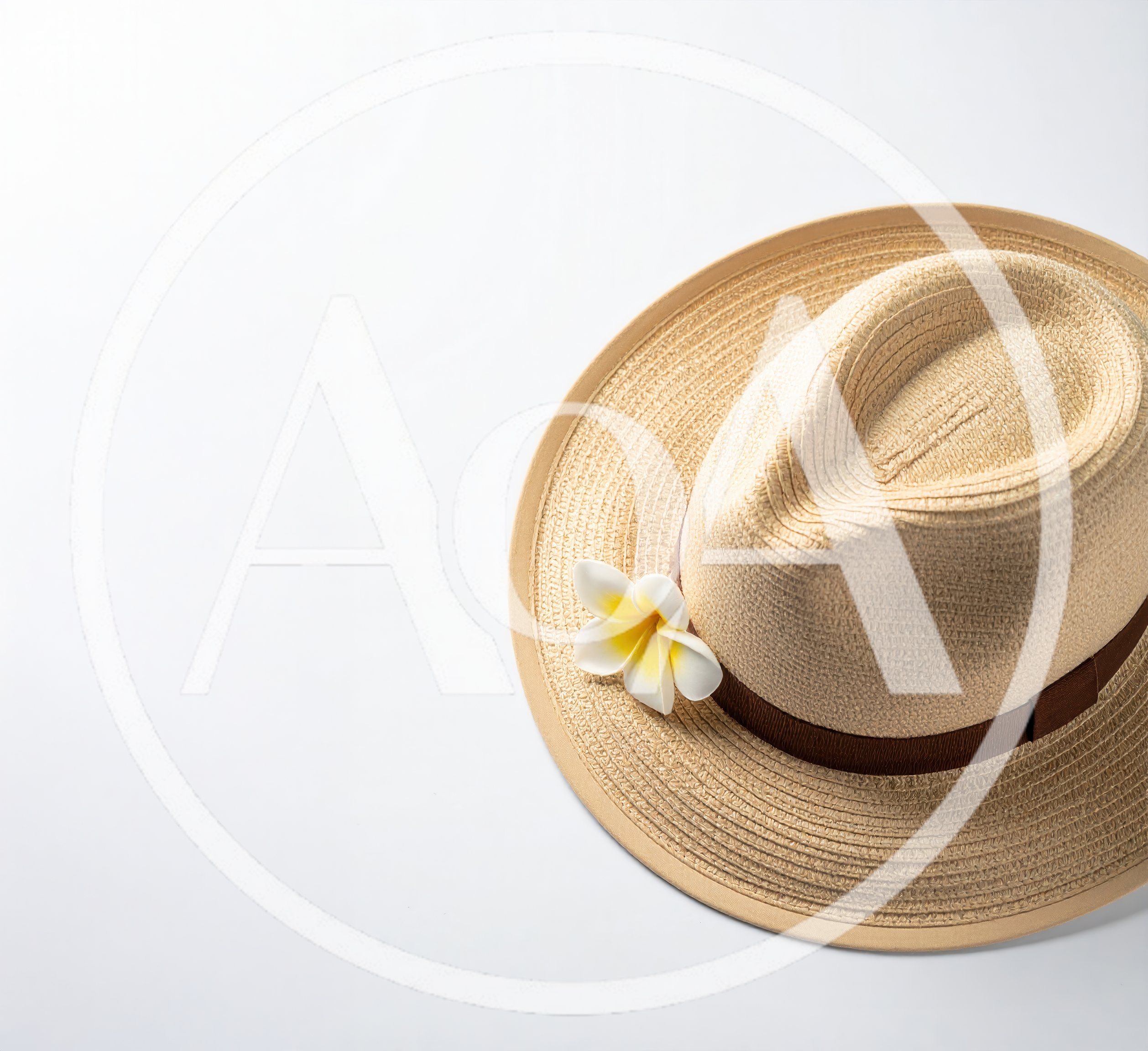 Straw Fedora Hat With Plumeria Flower