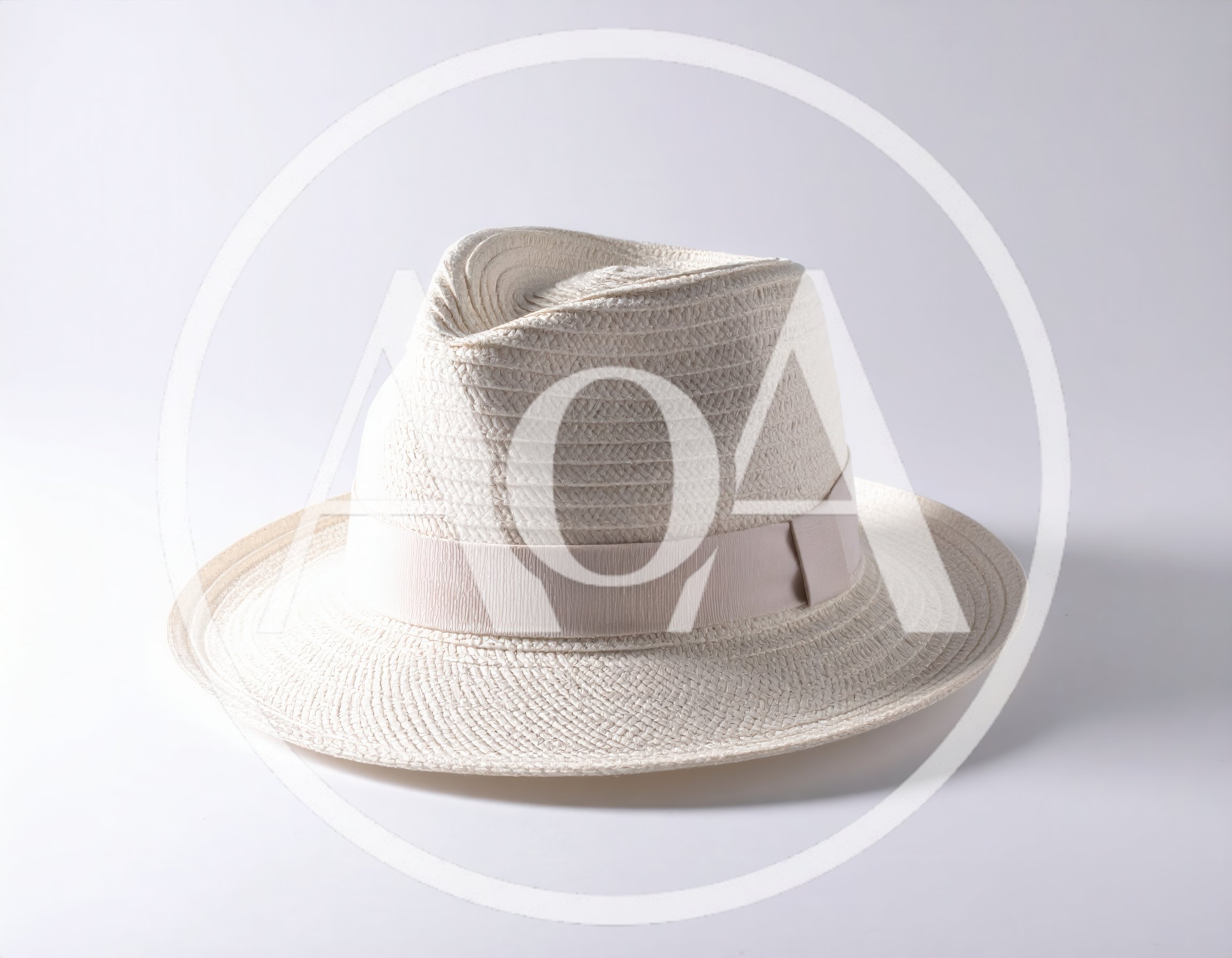 White Straw Fedora Hat On White Background