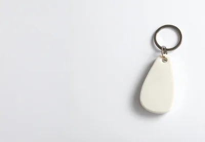 White RFID Key Fob on White Background