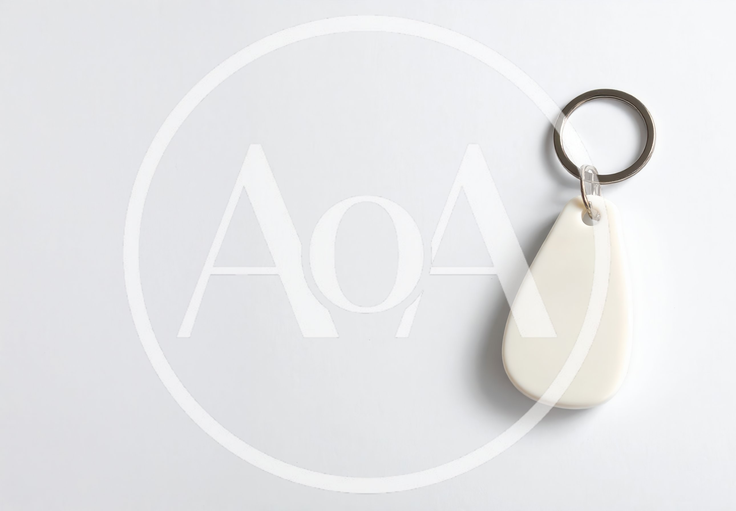 White RFID Key Fob on White Background