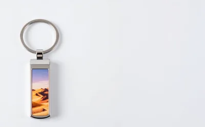 Metal Keychain With Desert Landscape Image