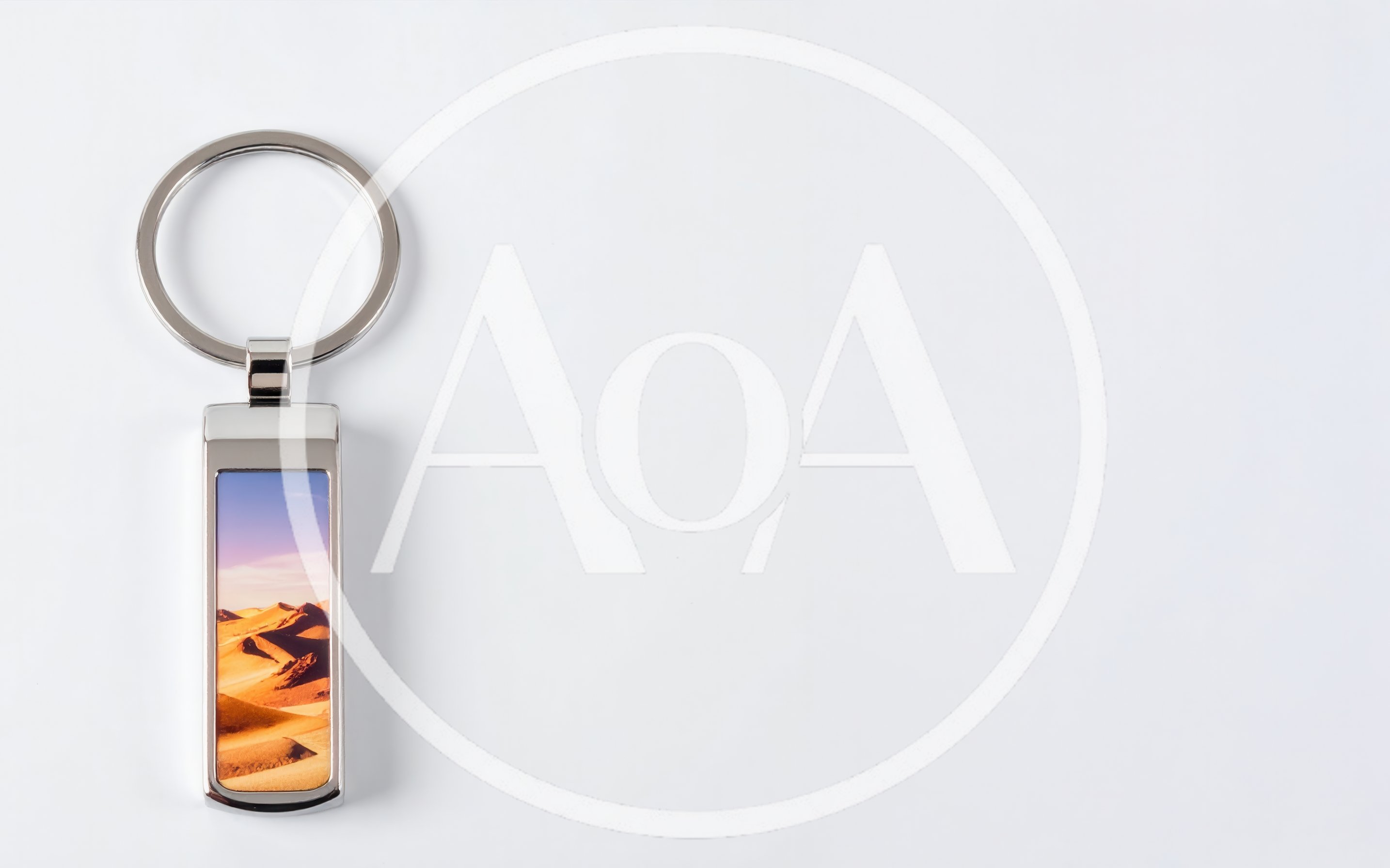 Metal Keychain With Desert Landscape Image