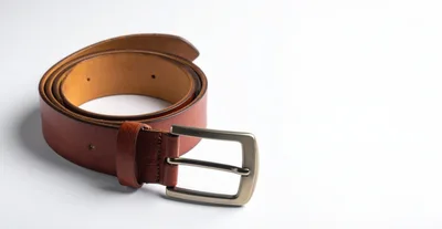 Brown Leather Belt With Metal Buckle