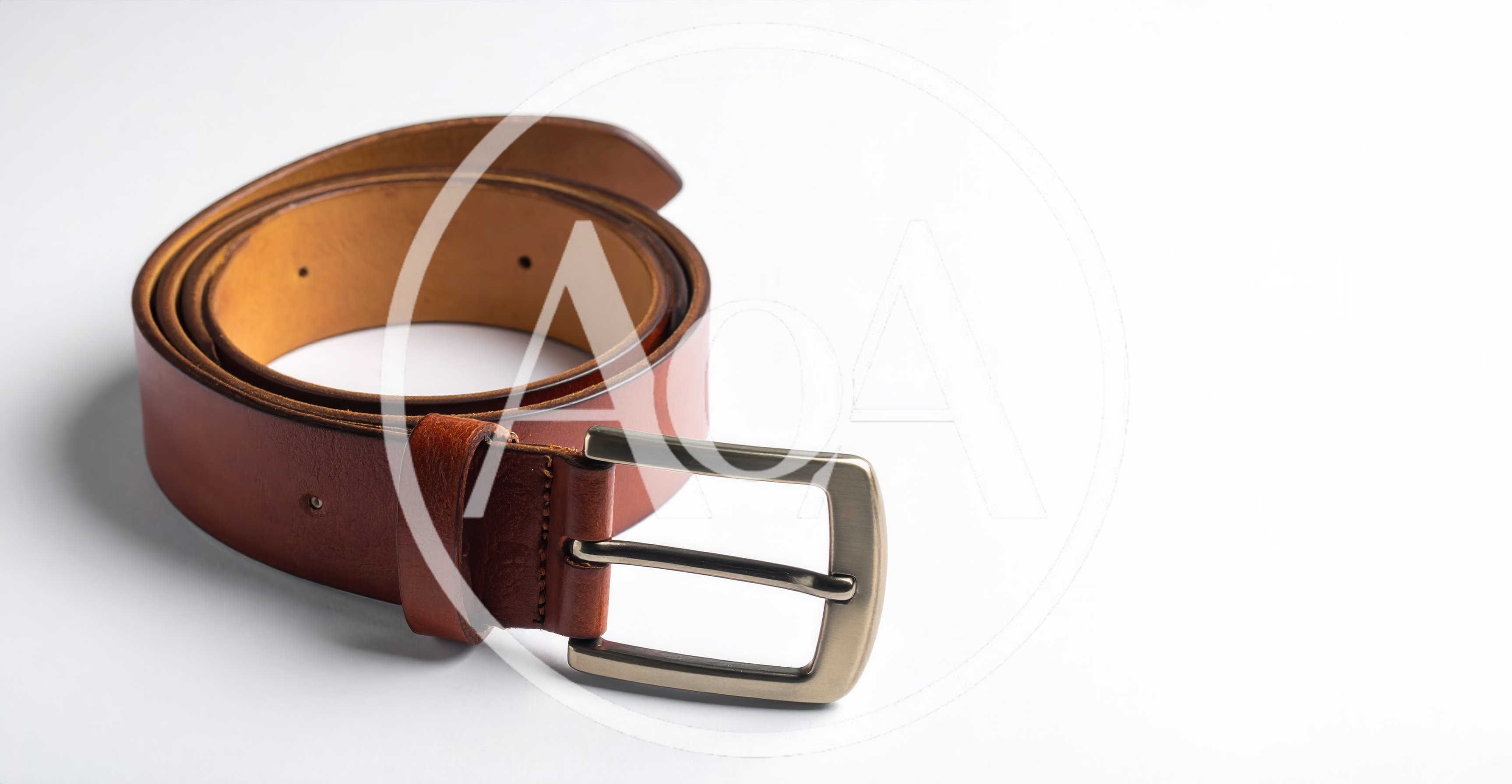 Brown Leather Belt With Metal Buckle