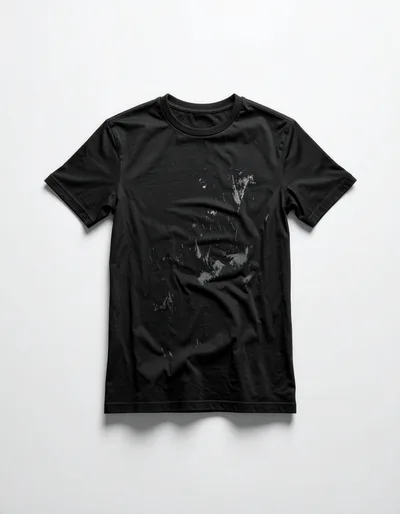 Black T-Shirt With Paint Splatter Stains