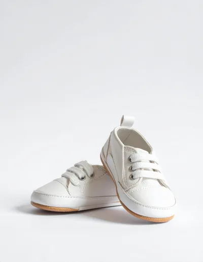 Pair of White Leather Baby Shoes