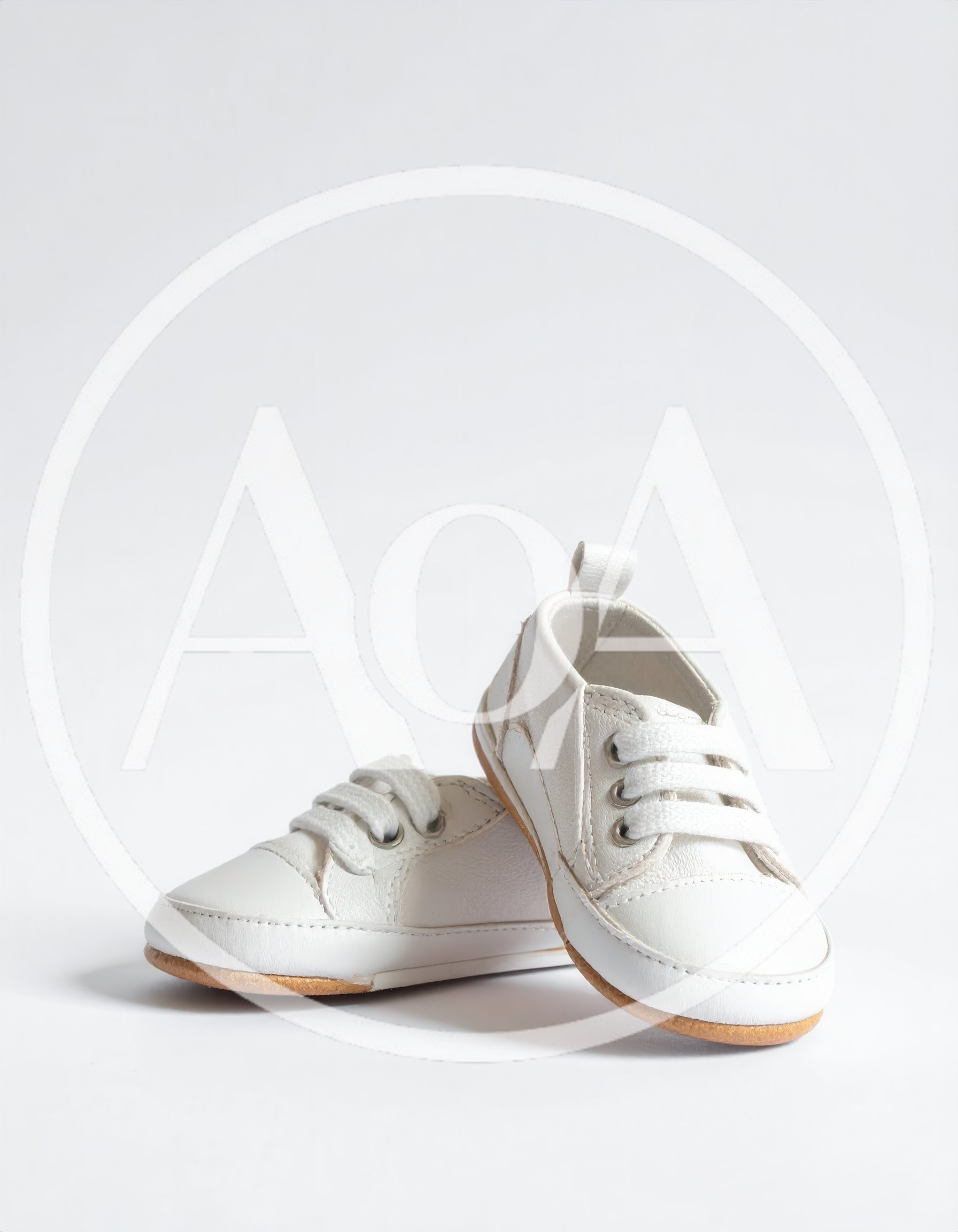Pair of White Leather Baby Shoes