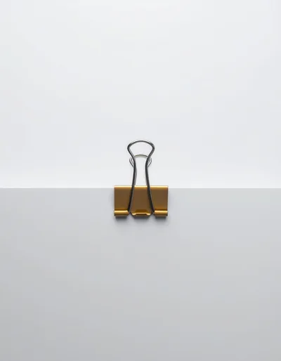 Gold Binder Clip Holding White Paper