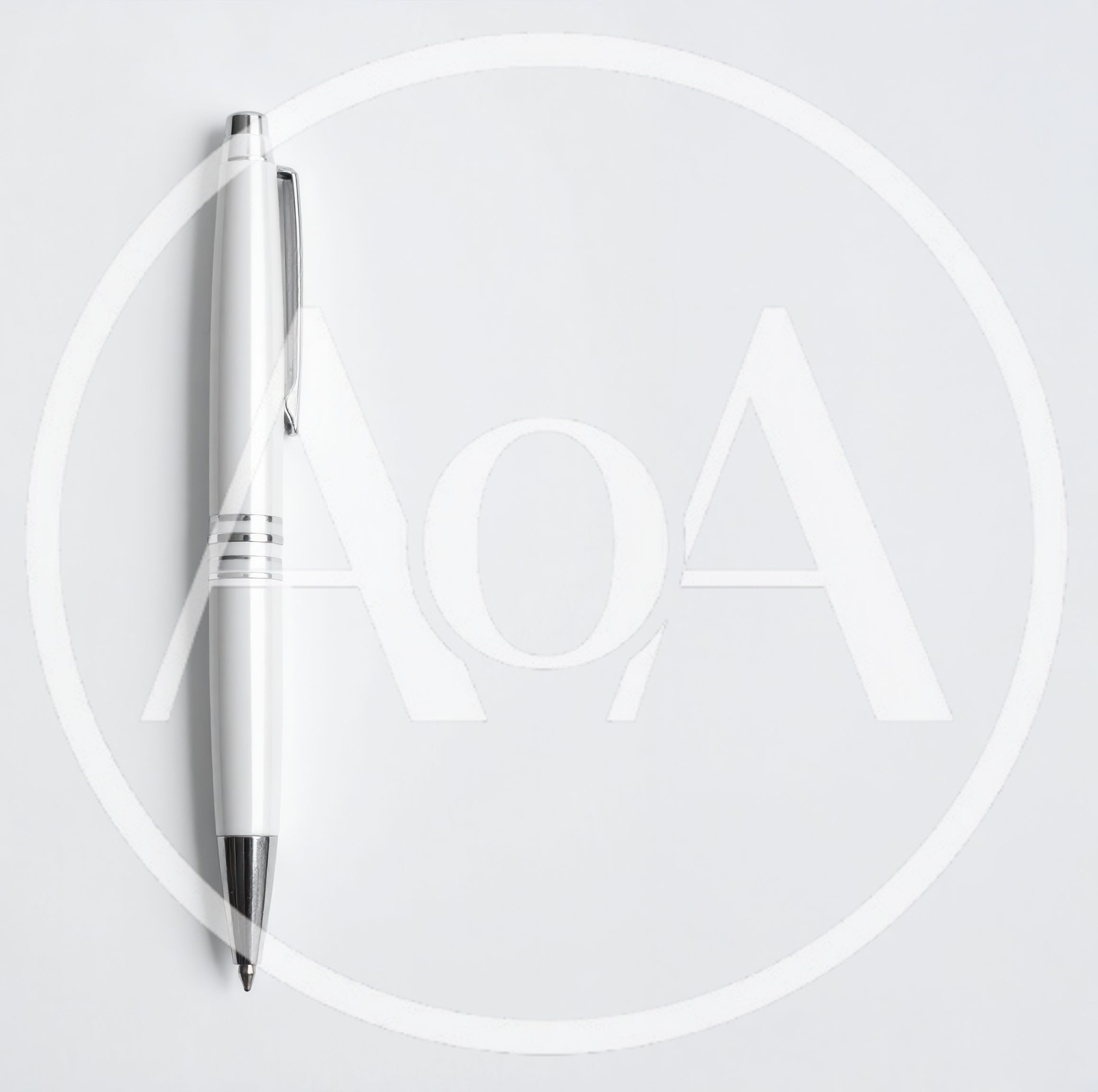 White Ballpoint Pen on Plain White Background
