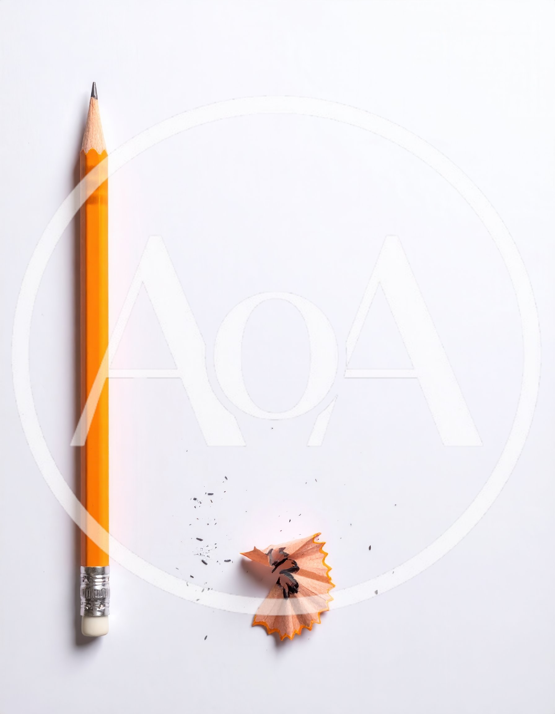 Yellow Pencil With Wood Shavings On White Background