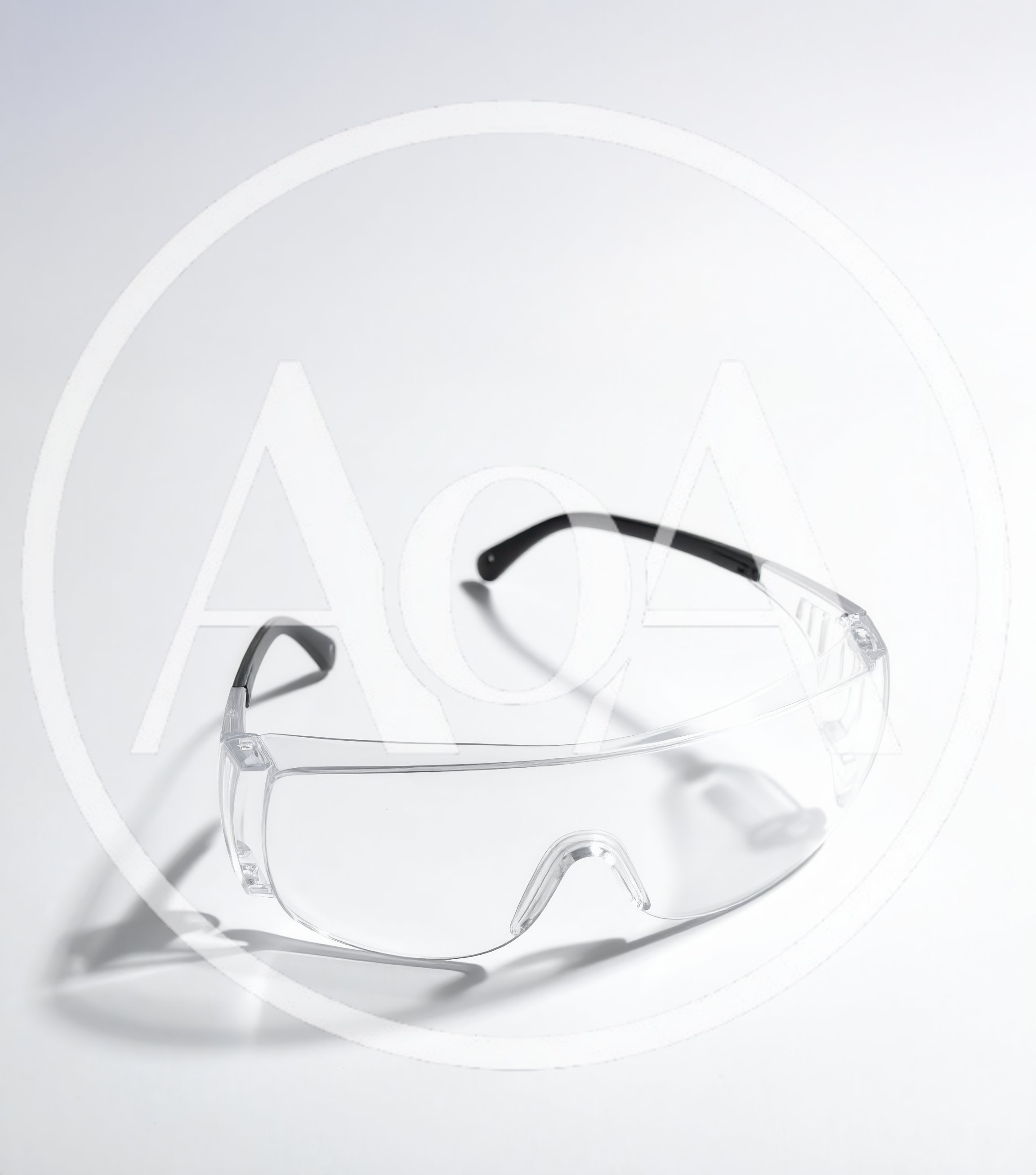 Clear Protective Safety Glasses on White Background