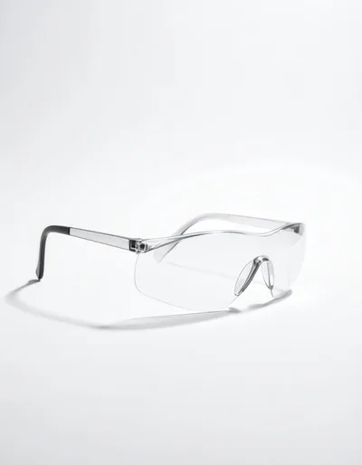 Clear Protective Safety Glasses On White Background