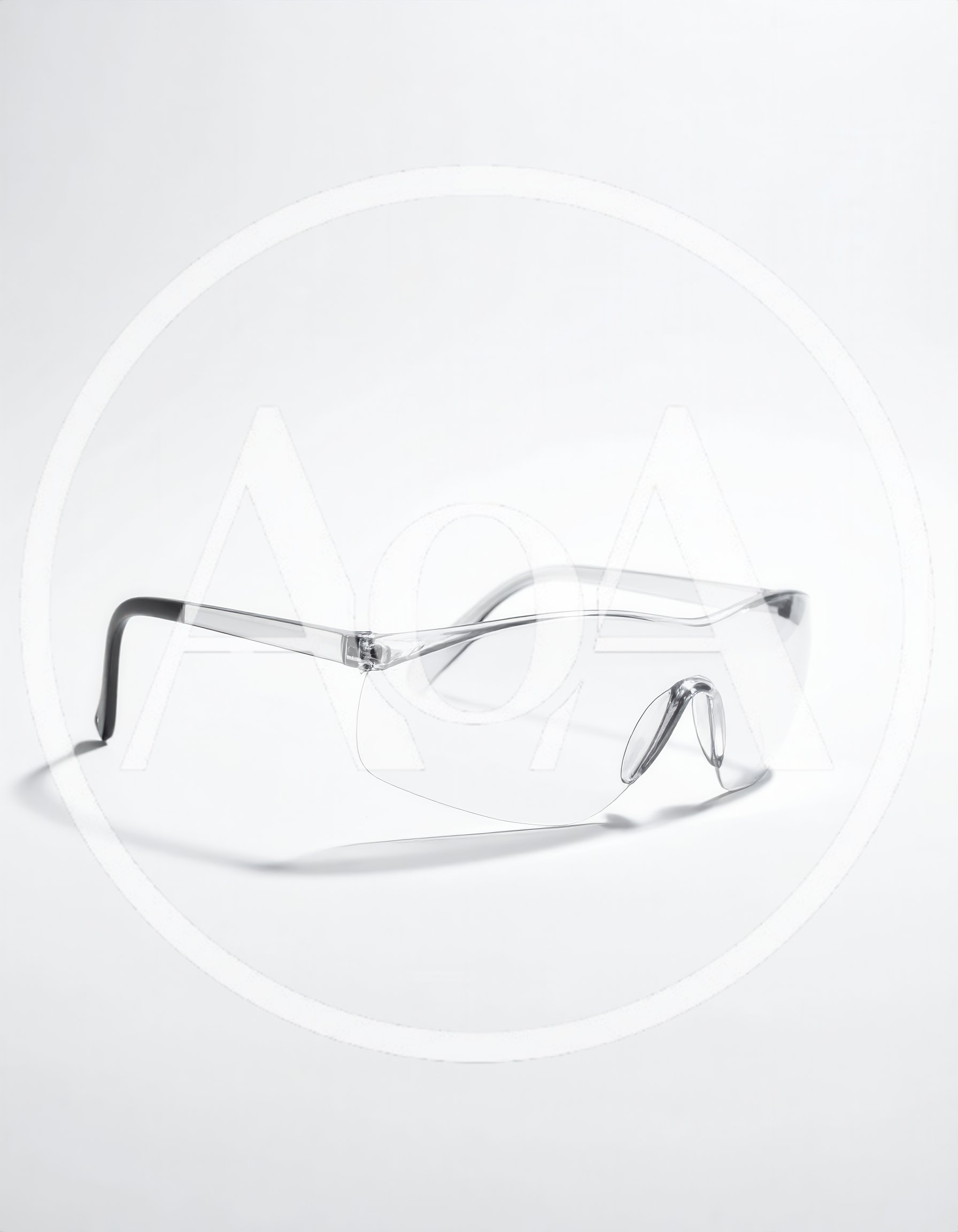 Clear Protective Safety Glasses On White Background