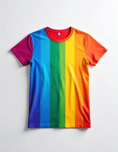 Rainbow Striped T-Shirt on White Background