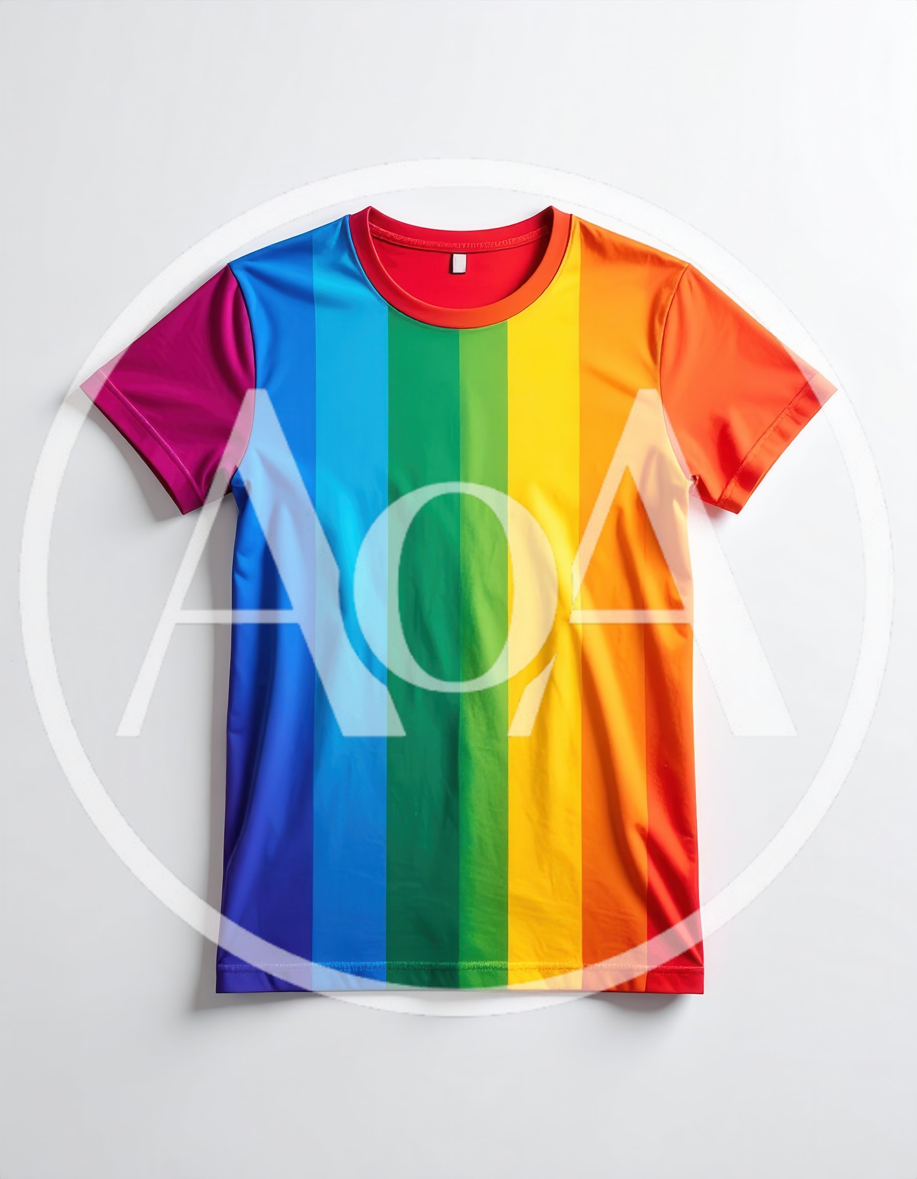 Rainbow Striped T-Shirt on White Background