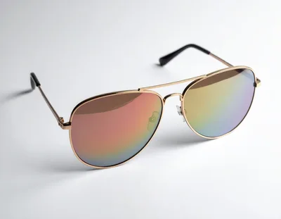 Gold Aviator Sunglasses With Reflective Lenses
