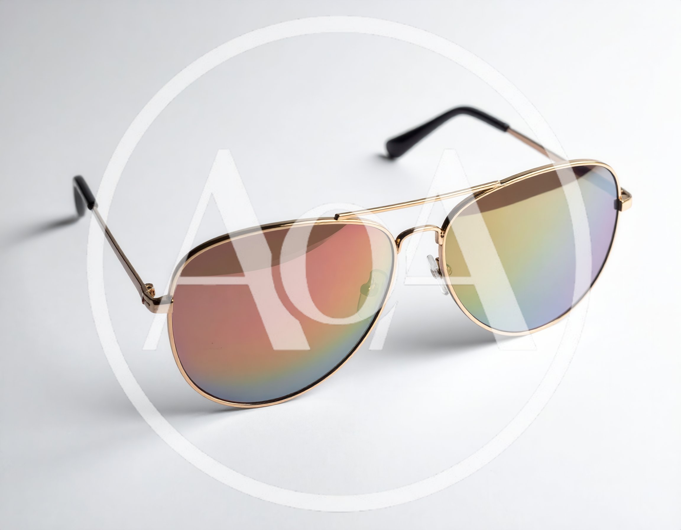 Gold Aviator Sunglasses With Reflective Lenses