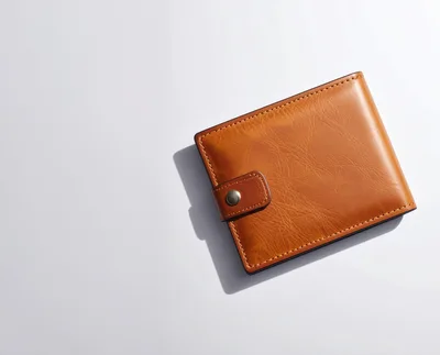 Brown Leather Wallet on White Background