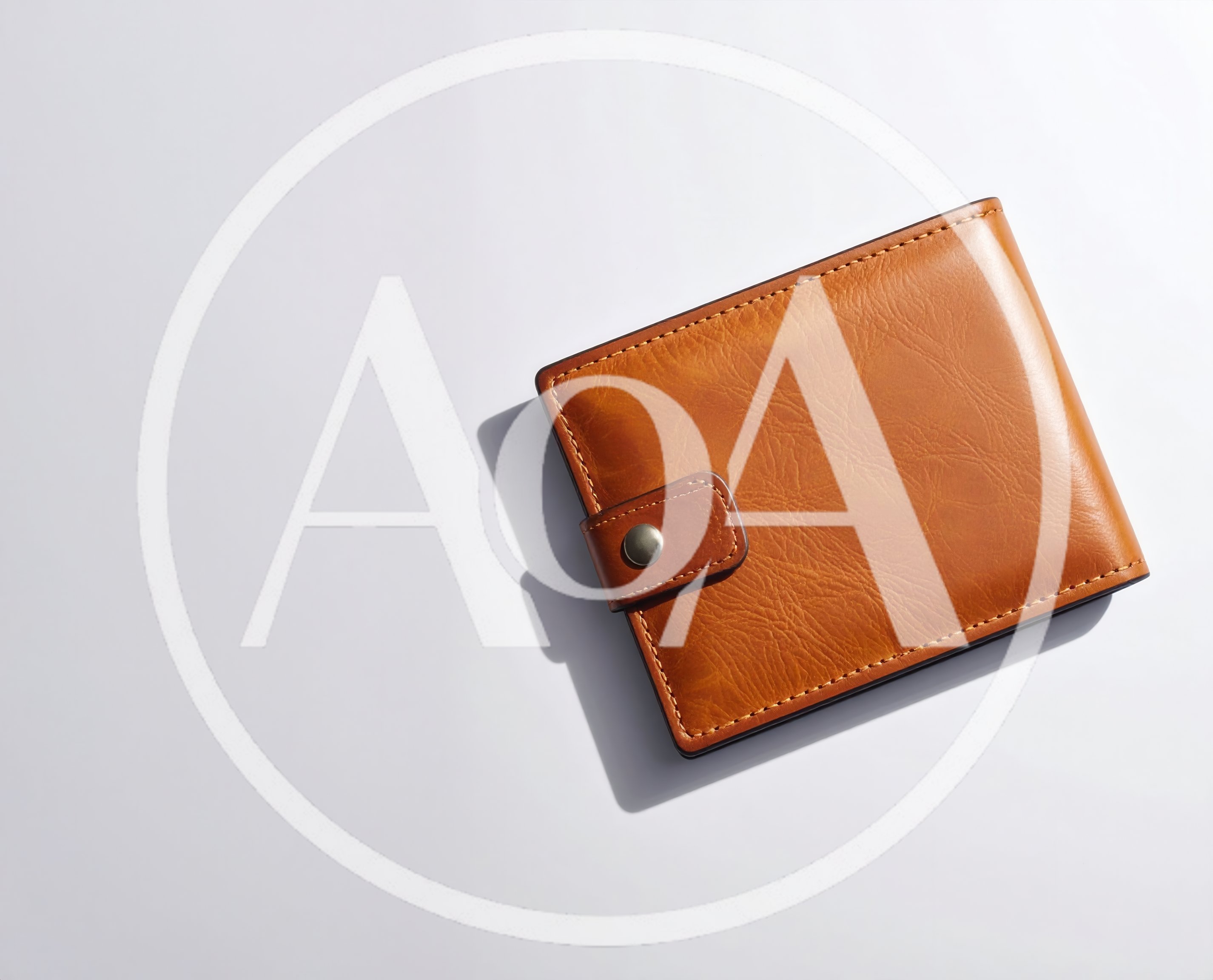 Brown Leather Wallet on White Background