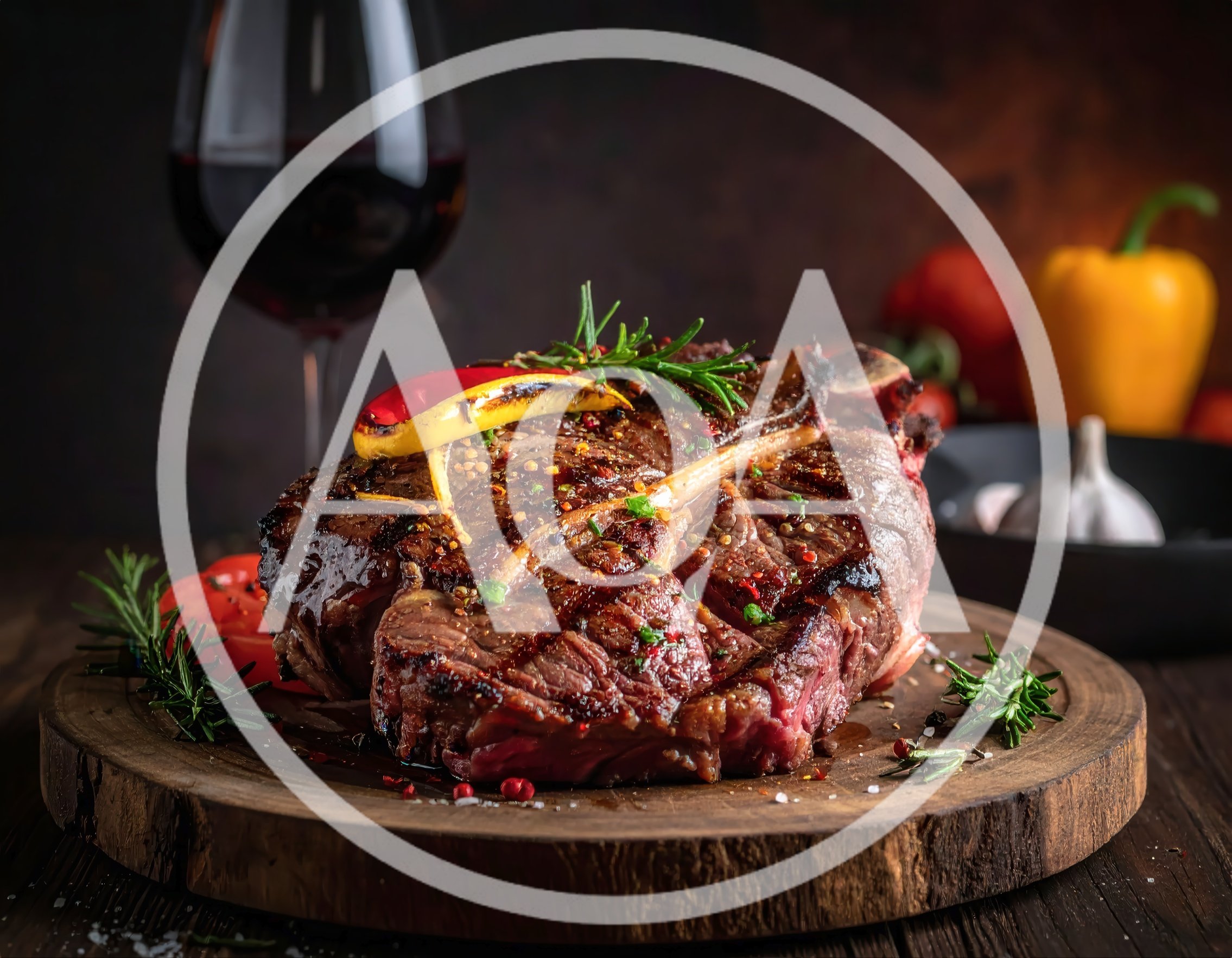 Grilled T-Bone Steak on Wooden Serving Board