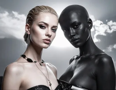Two Fashion Models With Contrasting Skin Tones