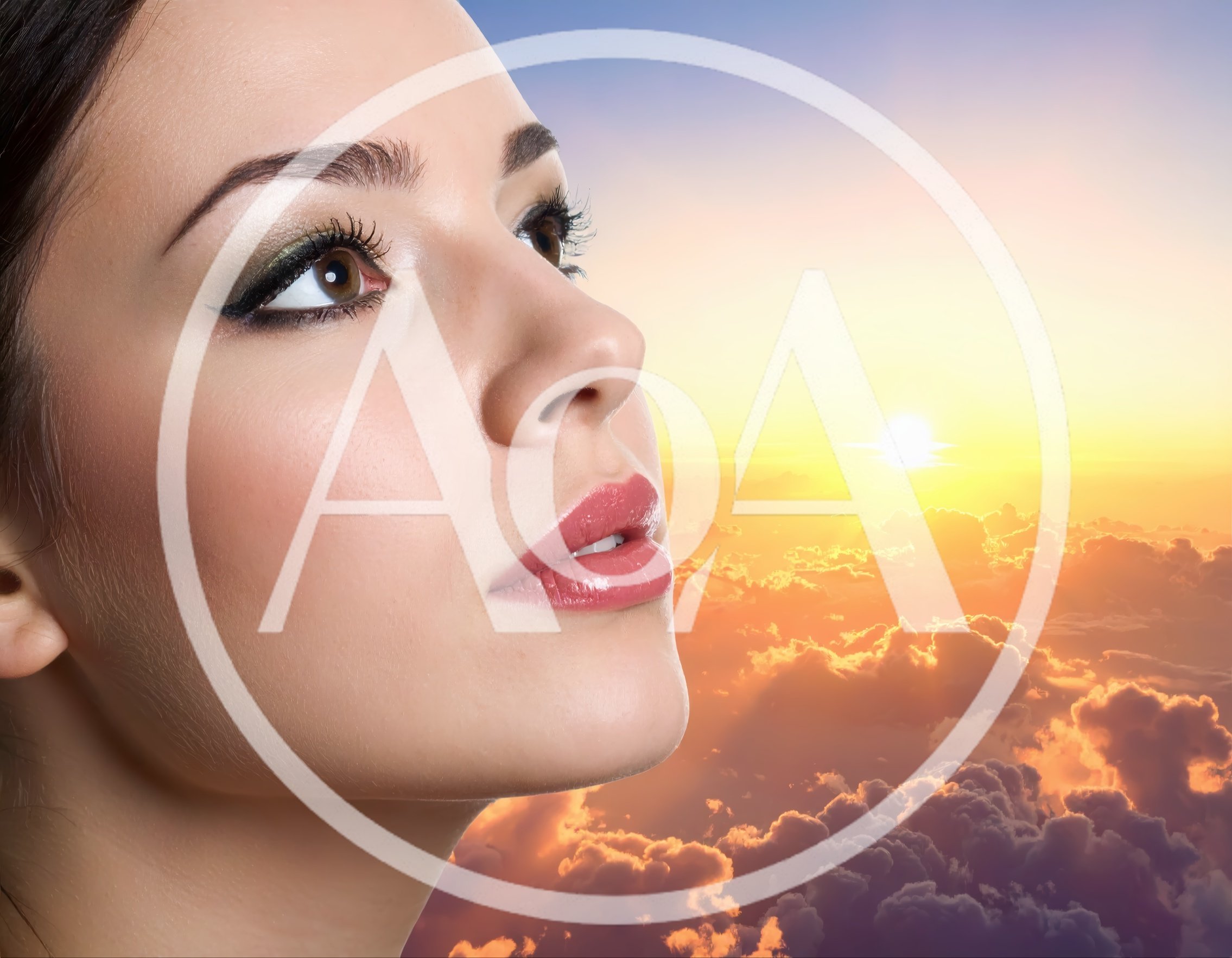 Portrait Of A Beautiful Woman Looking At The Sunset