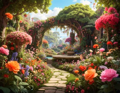 Enchanted Garden Path With Floral Archway