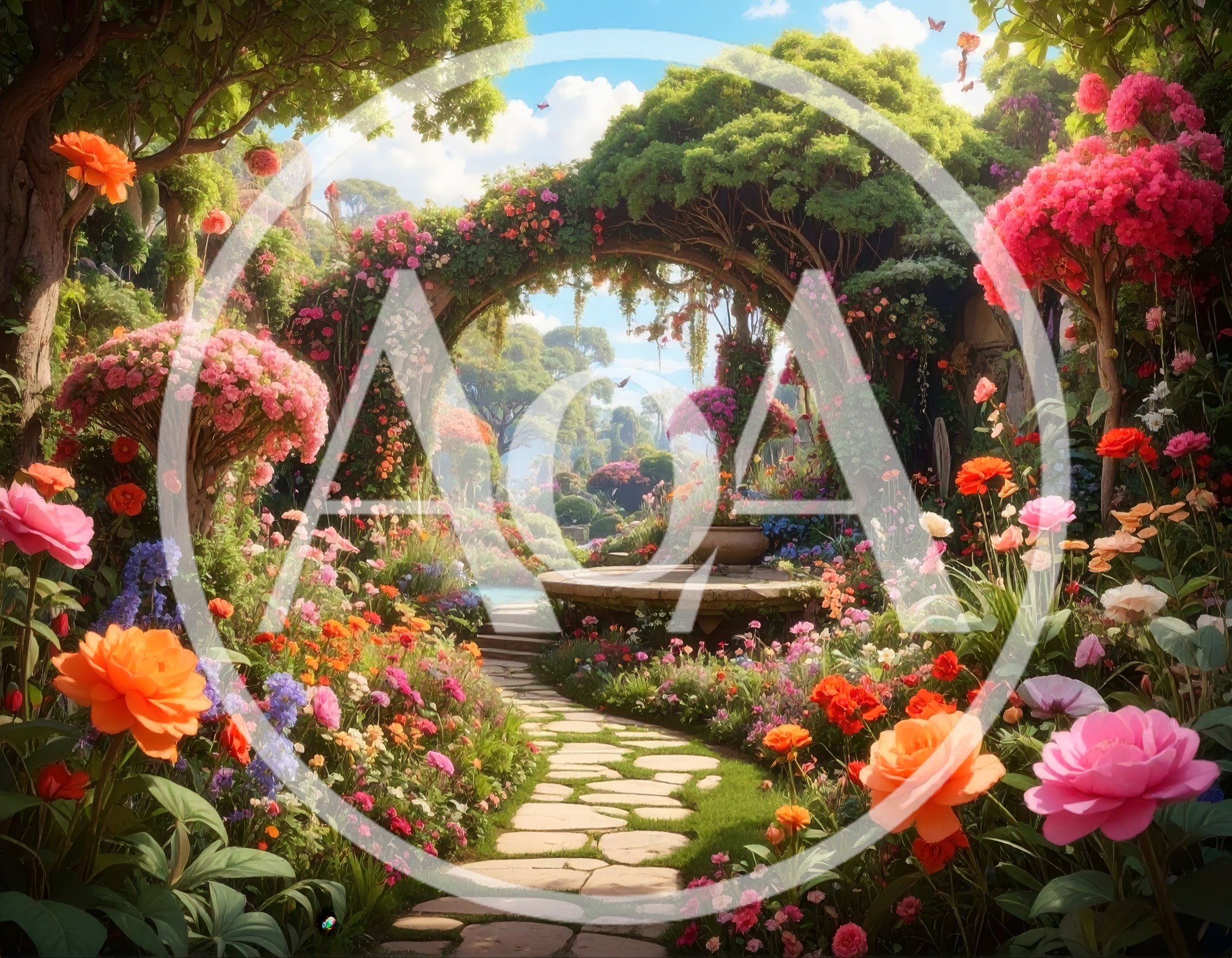 Enchanted Garden Path With Floral Archway