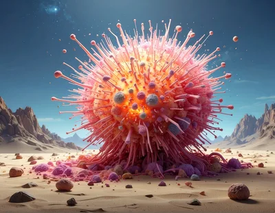 Surreal Alien Organism On Desert Landscape