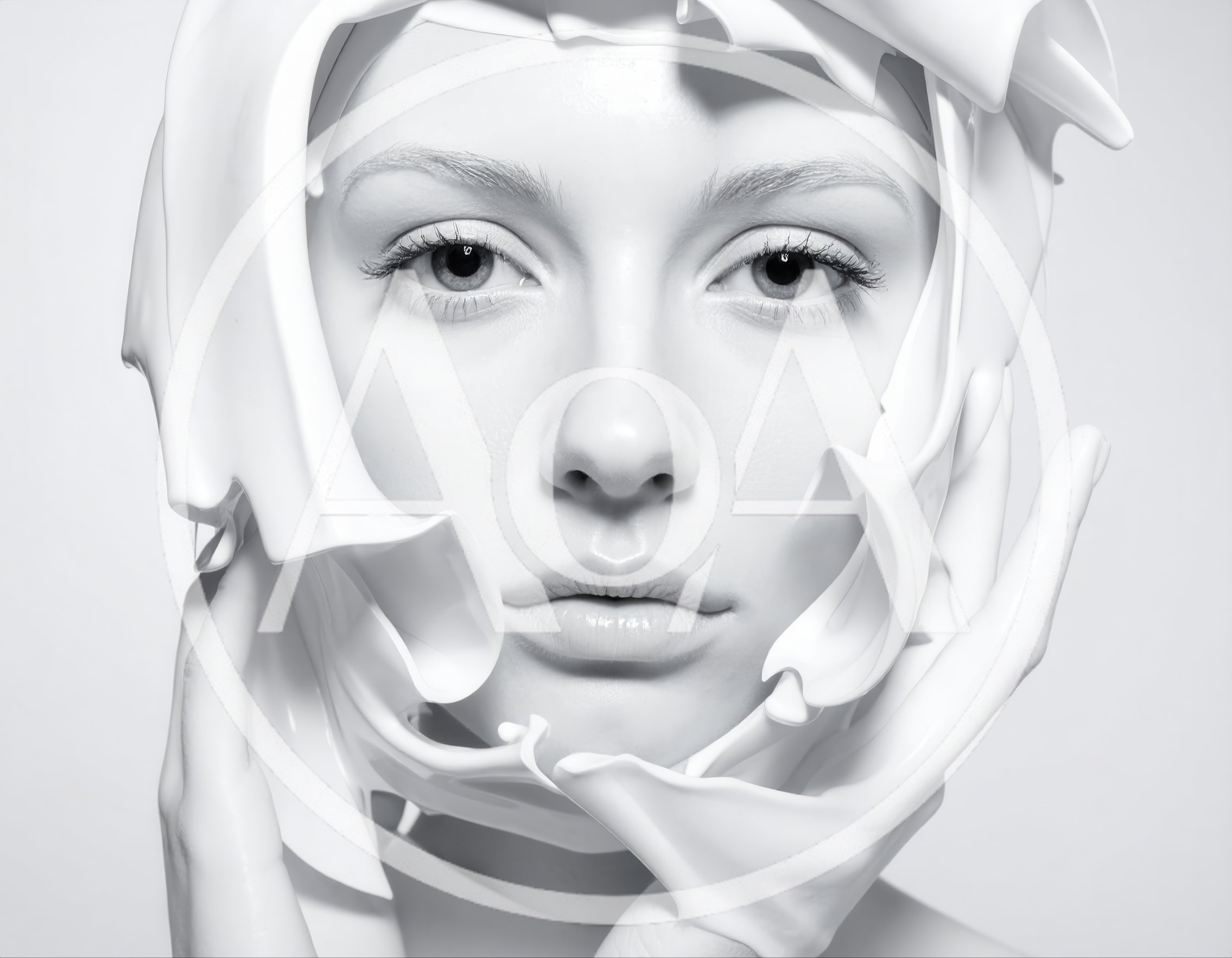 Portrait Of A Woman Covered In White Liquid