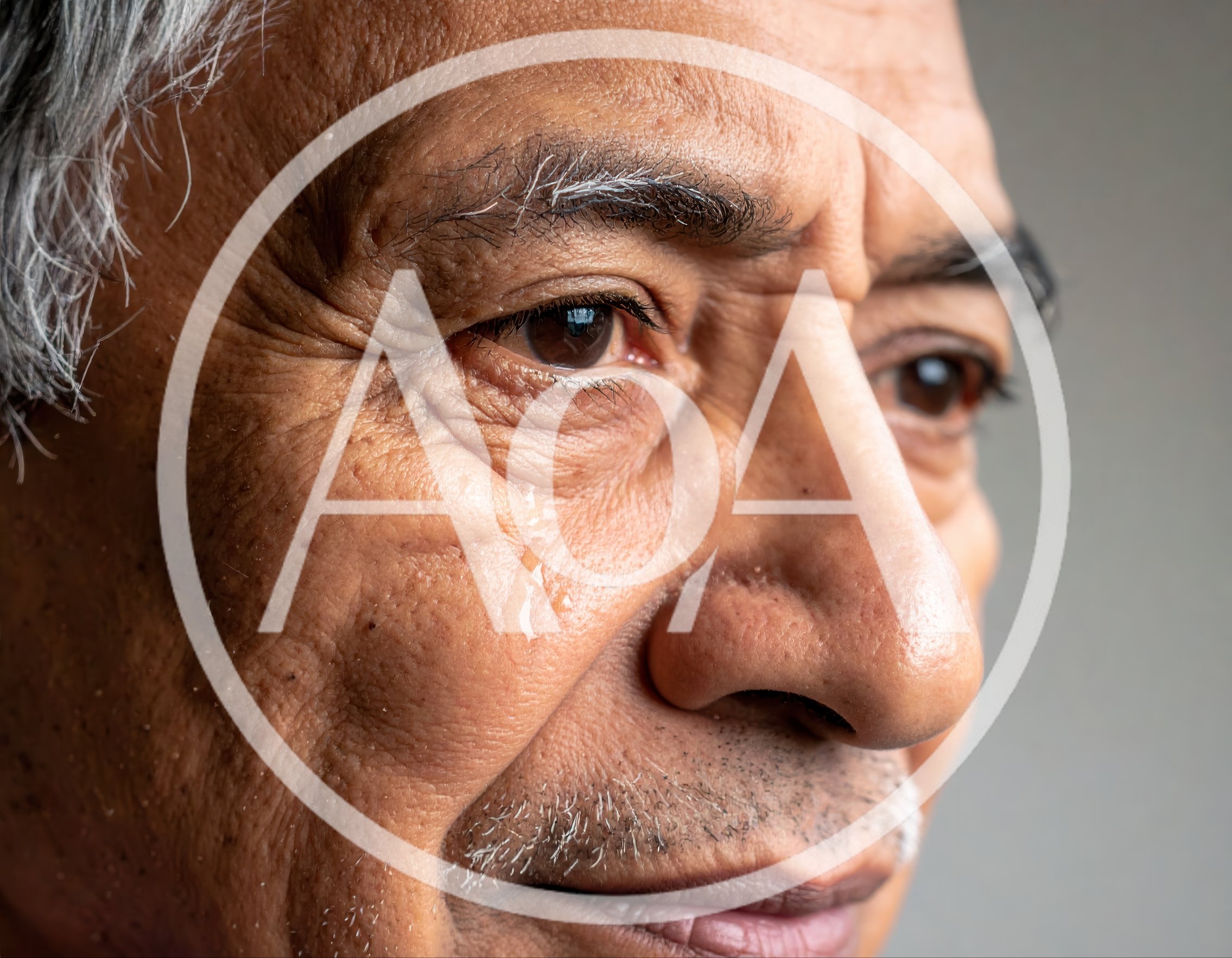 Close Up Portrait Of An Elderly Man Crying