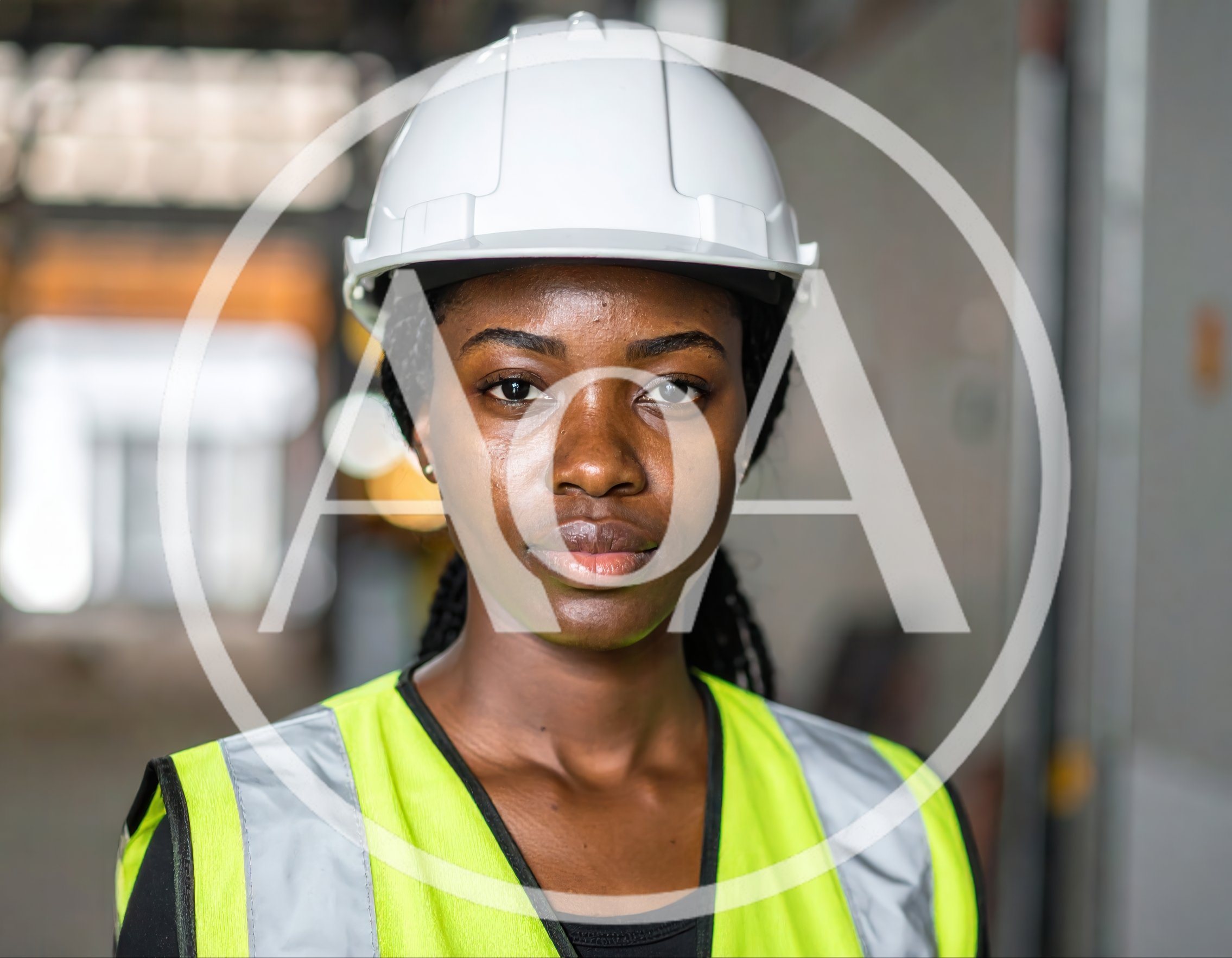 Portrait Of A Female Construction Worker In Safety Gear