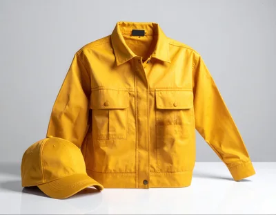 Yellow Utility Jacket and Matching Baseball Cap