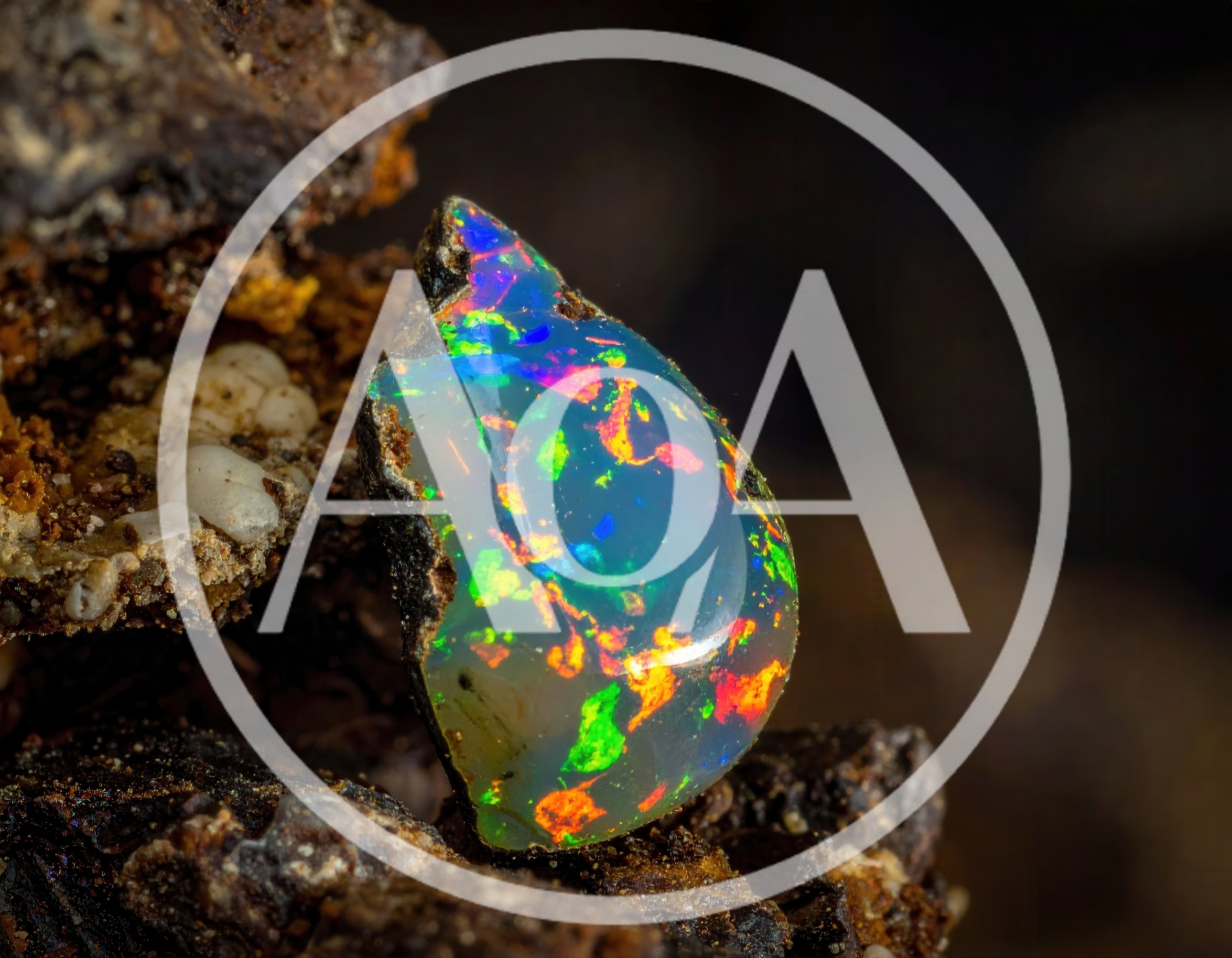 Raw Precious Opal Gemstone Set In Natural Rock Matrix
