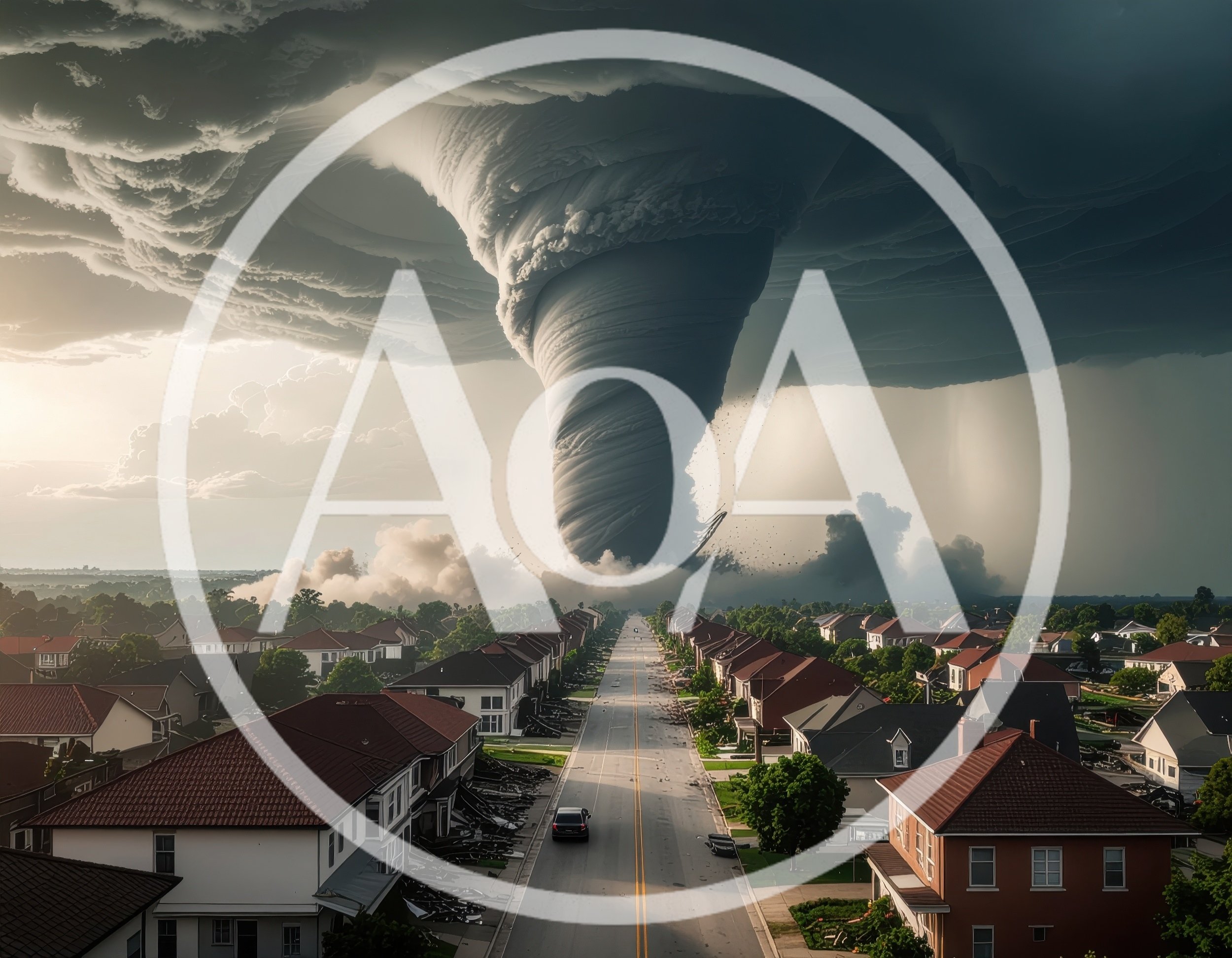 Massive Tornado Approaching Residential Neighborhood Street