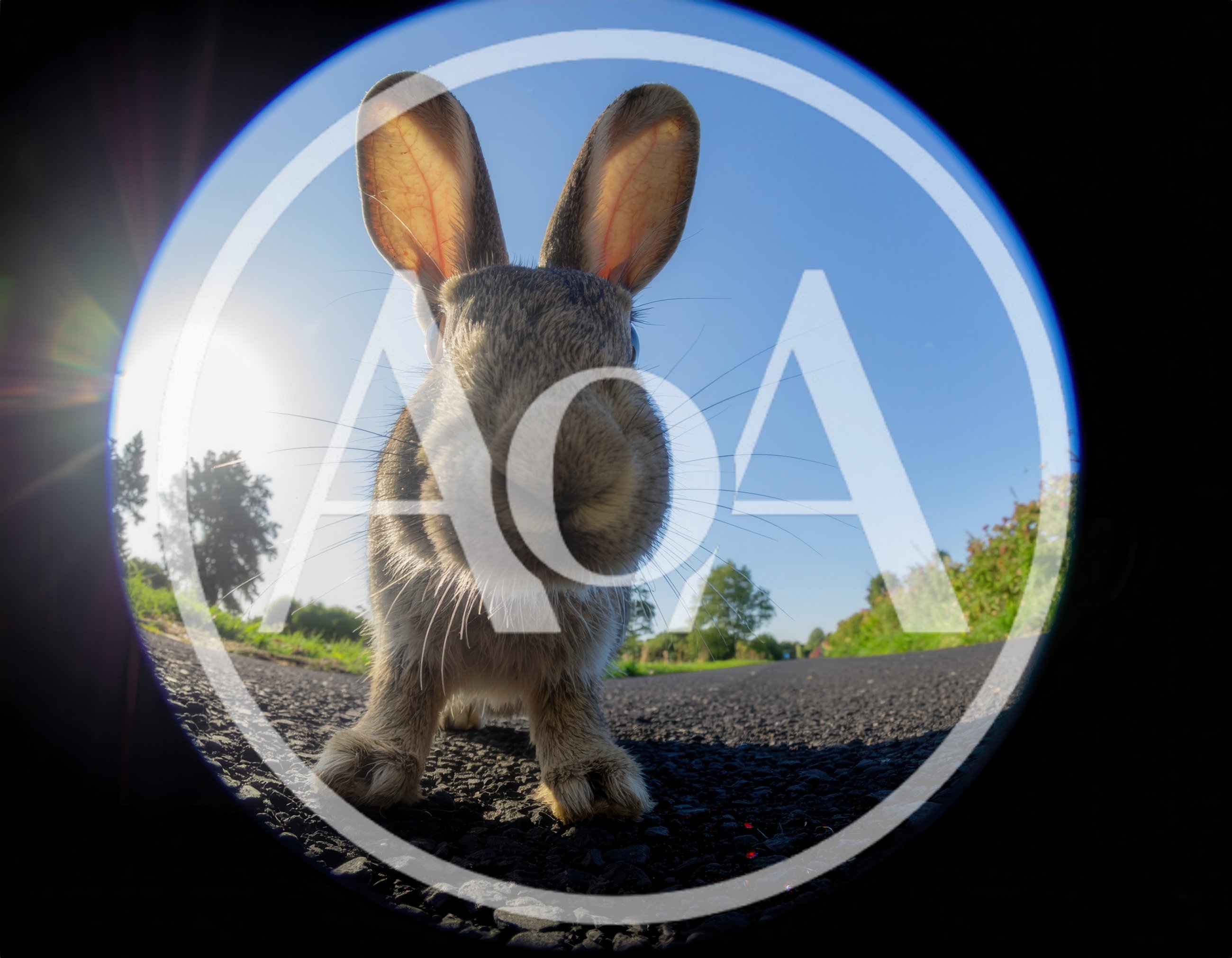 Close Up Fisheye View Of A Wild Rabbit