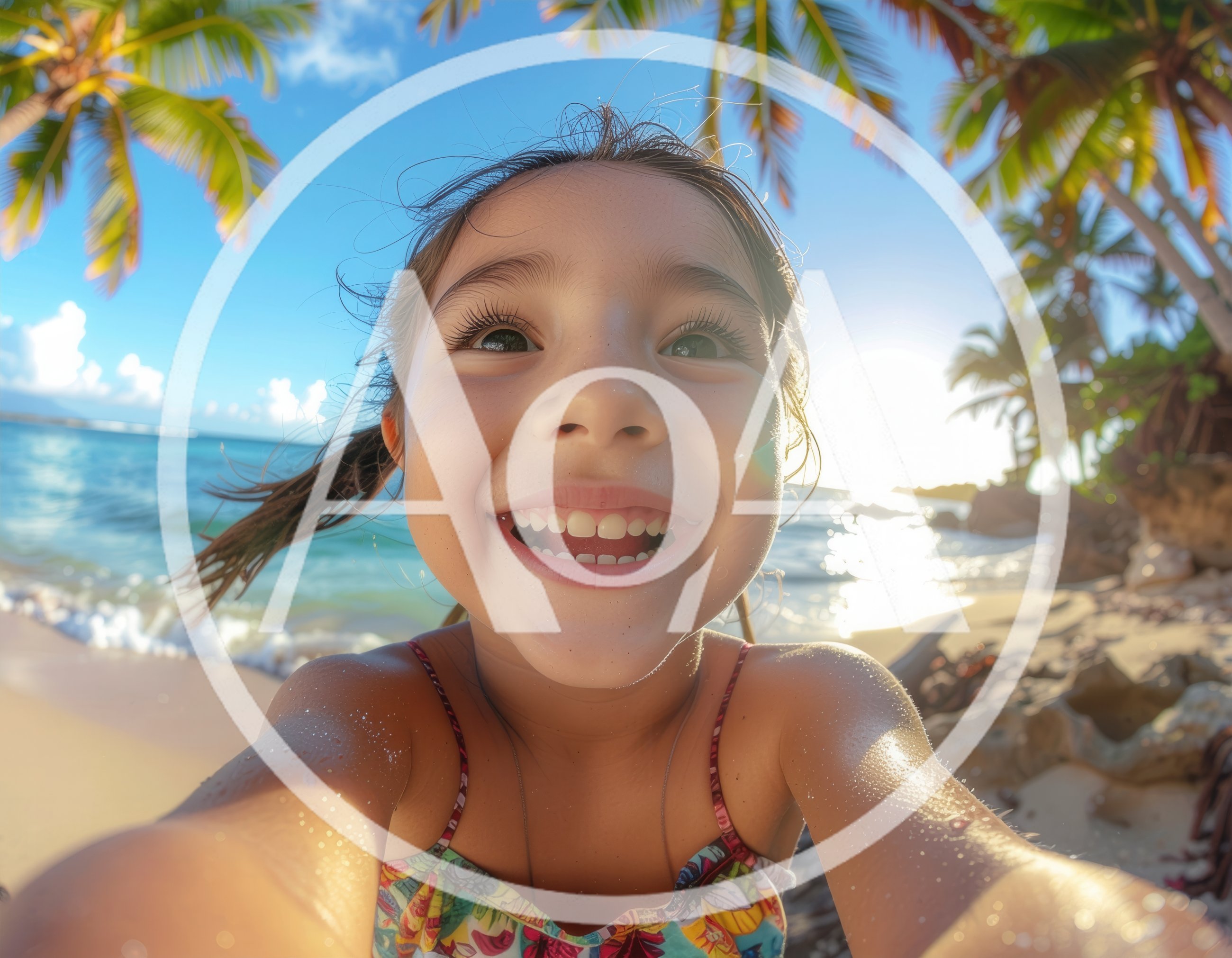 Happy Young Girl Taking Selfie on Tropical Beach