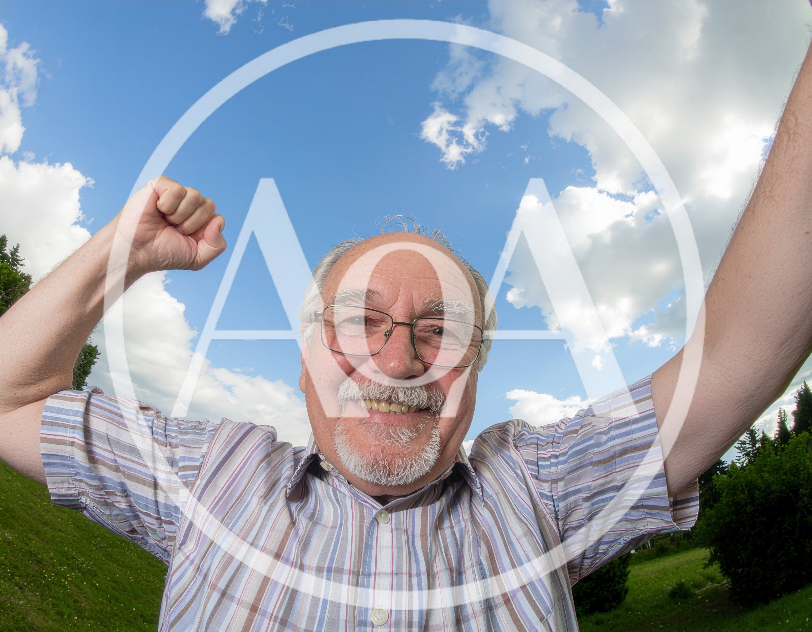 Happy Senior Man Celebrating Success Outdoors