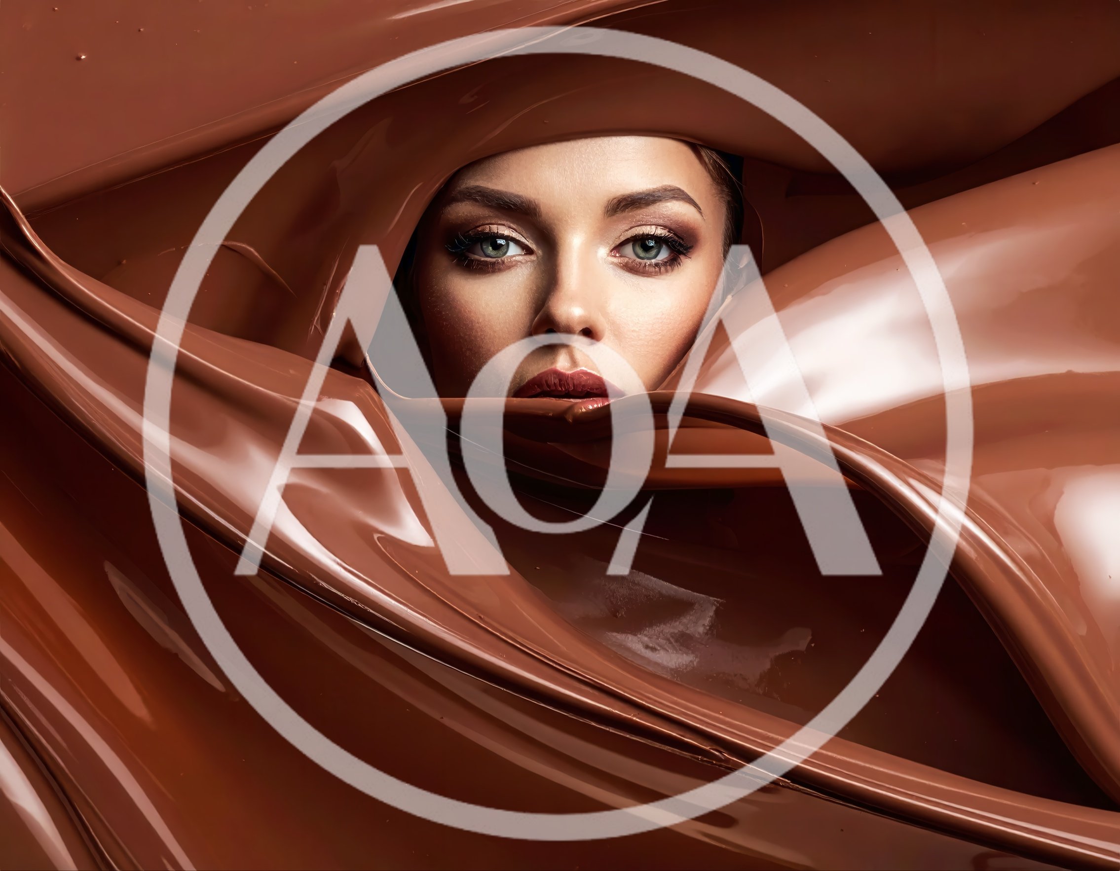 Portrait of Woman Emerging From Liquid Chocolate Splash