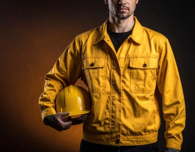 Construction Worker Holding Yellow Hard Hat