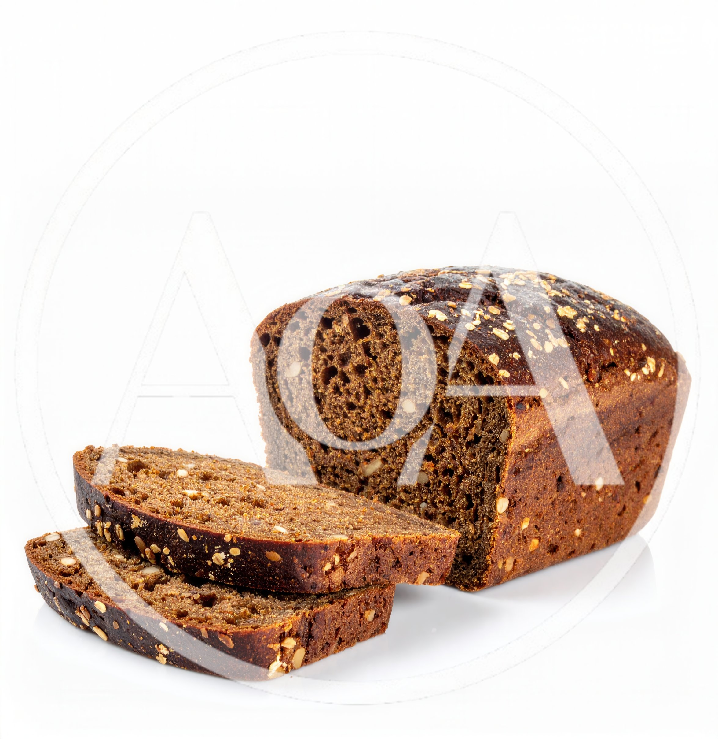 Loaf Of Dark Rye Bread With Two Slices