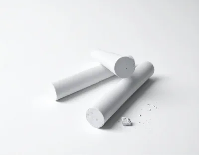 Three White Chalk Sticks on a Plain Background