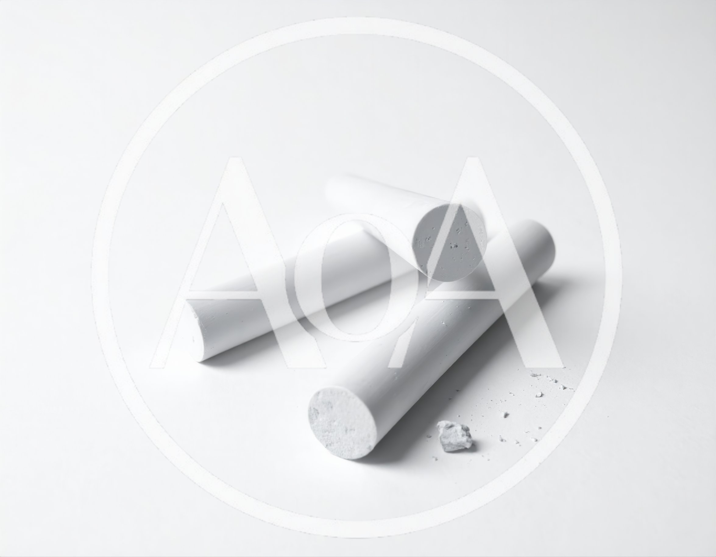 Three White Chalk Sticks on a Plain Background