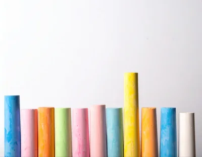 Colorful Chalk Sticks Standing In A Row