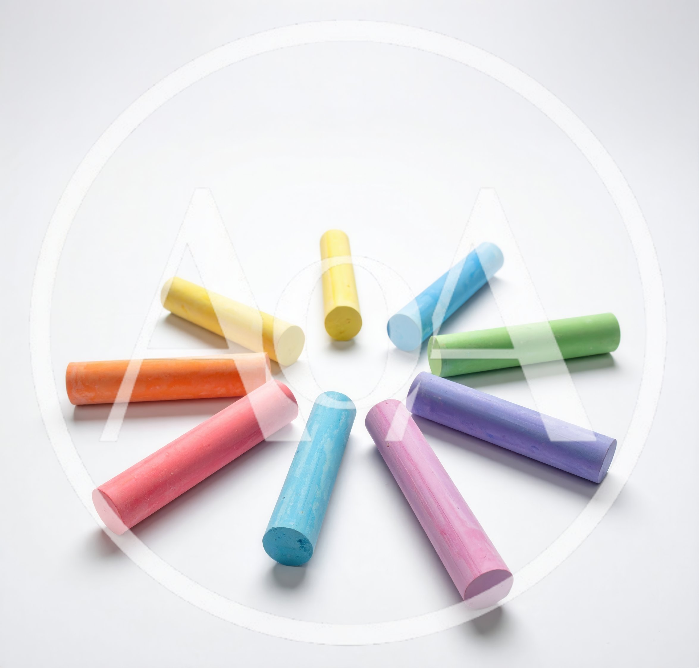 Colorful Chalk Sticks Arranged In A Circle