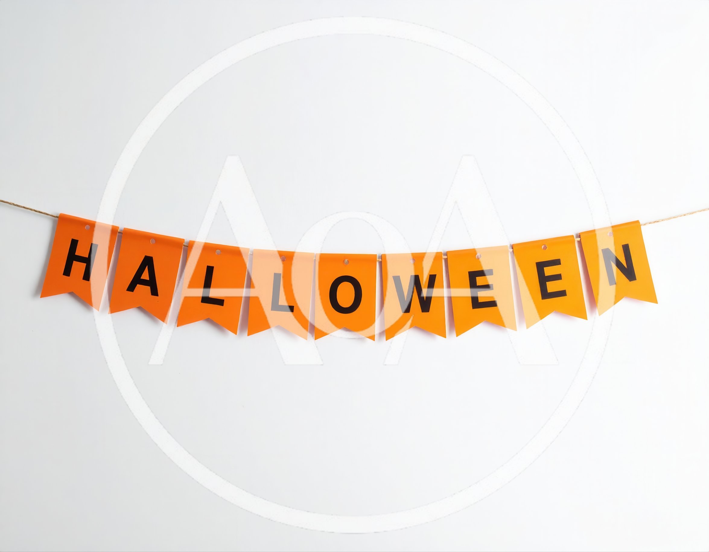 Halloween Banner Hanging On A White Background