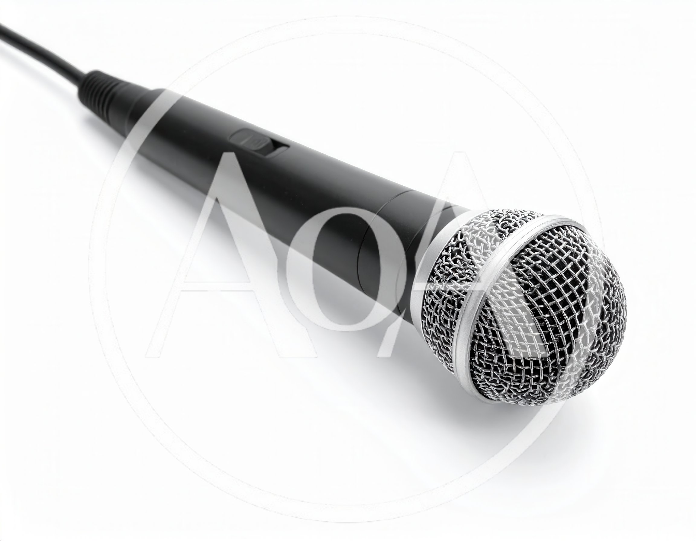 Black Handheld Dynamic Microphone On White Background
